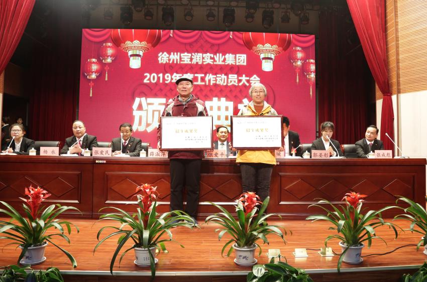 徐州寶潤實業(yè)集團2019年度工作動員大會---集團公司領(lǐng)導為先進單位和先進個人代表頒獎